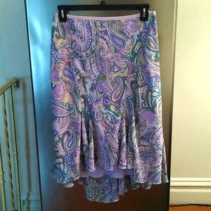 Lane Bryant  violet paisley hi/low lined swing skirt, Size 14-16🤩